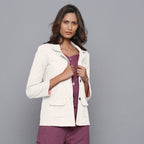 Right View of a Model wearing Off-White Slim Fit Flannel Blazer