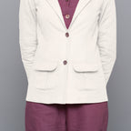 Front Detail of a Model wearing Off-White Slim Fit Flannel Blazer