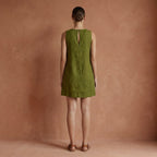 Olive Green Cotton Sleeveless A-Line Short Shift Dress
