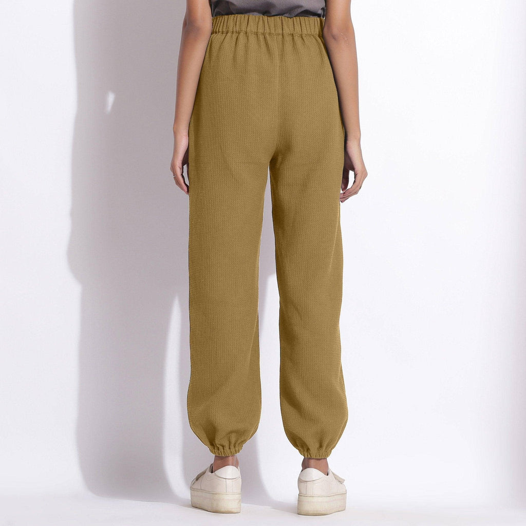 Olive Green Warm Cotton Waffle Jogger Pant