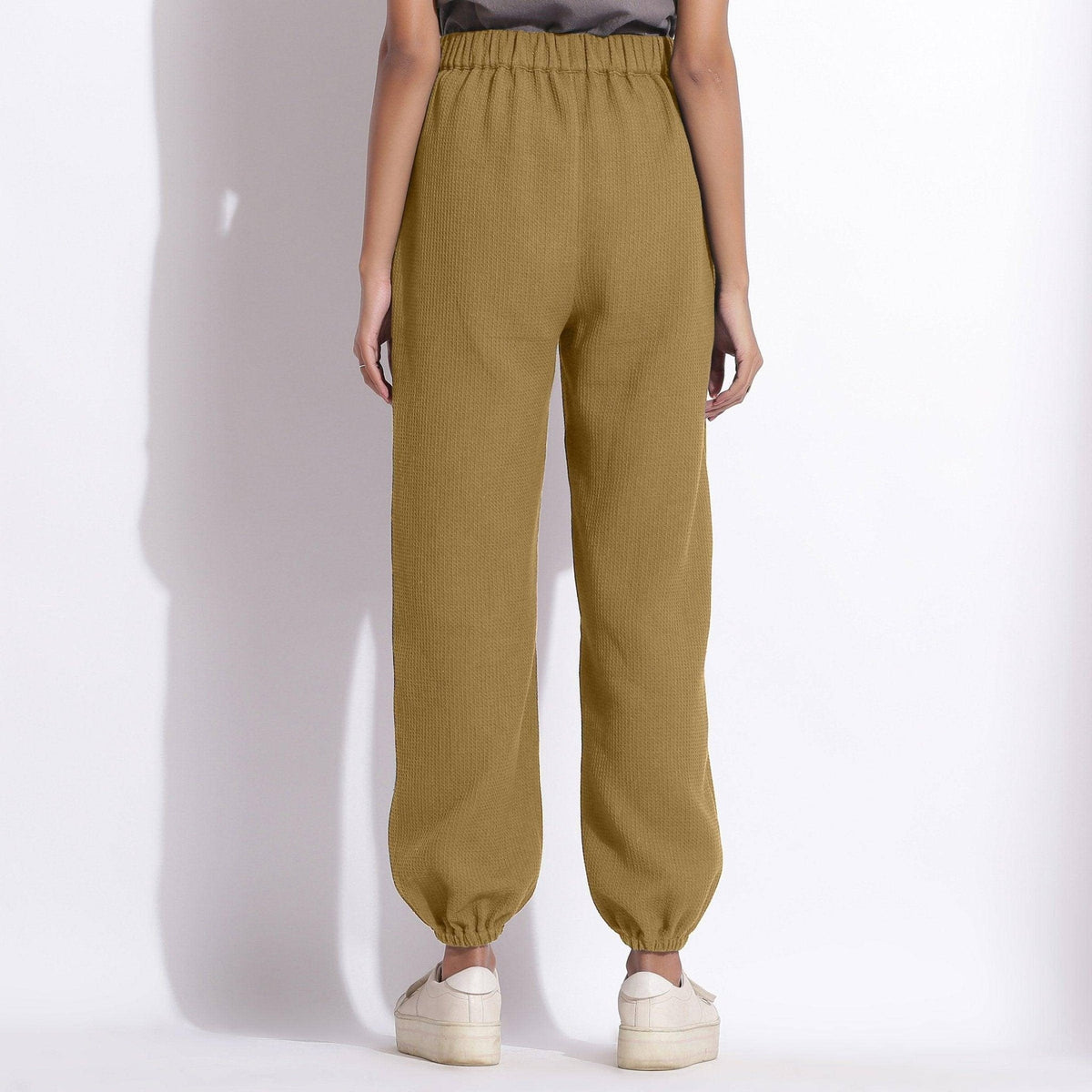 Olive Green Warm Cotton Waffle Jogger Pant
