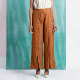 Orange 100% Cotton Elasticated Mid-Rise Wide Legged Pant