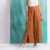 Orange 100% Cotton Elasticated Mid-Rise Wide Legged Pant