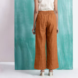 Orange 100% Cotton Elasticated Mid-Rise Wide Legged Pant