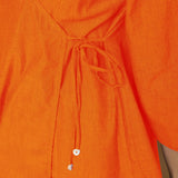 Orange Embroidered Cotton Poplin Asymmetrical Godet Top
