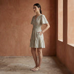 Pastel Stripes Handspun Cotton Elasticated Short Tier Dress