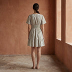 Pastel Stripes Handspun Cotton Elasticated Short Tier Dress