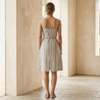 Pastel Stripes Handspun Cotton Knee Length Princess Line Dress