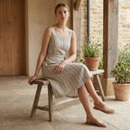 Pastel Stripes Handspun Cotton Knee Length Princess Line Dress