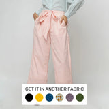 Front View of a Model wearing Peach Mid Rise Cotton Straight Pant