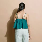 Pine Green 100% Linen Camisole Crop Top