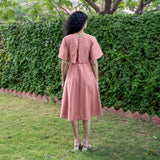 Pink Cotton Flax Fit and Flare Knee Length Pre and Post Maternity Dress