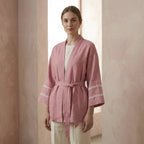 Pink Cotton Flax Kyoto Kimono Sleeve Wrap Top