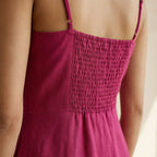 Pink Cotton Poplin Ankle Length Flared Sundress