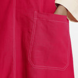 Pink Cotton Poplin Paneled Midi Shift Dress