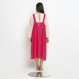 Pink Cotton Poplin Paneled Midi Shift Dress