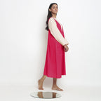 Pink Cotton Poplin Paneled Midi Shift Dress
