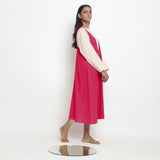 Pink Cotton Poplin Paneled Midi Shift Dress