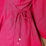 Pink Embroidered Cotton Poplin Asymmetrical Godet Top