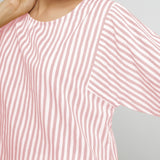Front Detail of a Model wearing Pink Hand Screen Printed Straight Top