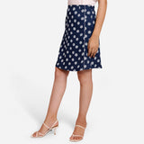 Left View of a Model wearing Polka Dot Block Printed Cotton Pencil Short Skirt