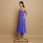 Purple Cotton Poplin Elasticated Midi Cami Dress