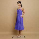 Purple Cotton Poplin Elasticated Midi Cami Dress