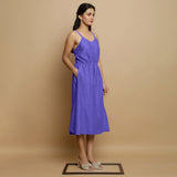 Purple Cotton Poplin Elasticated Midi Cami Dress