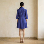 Purple Cotton Poplin Fit and Flare Button-Down Short Shirt Dress
