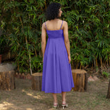 Purple Cotton Poplin Fit and Flare Midi Empire Dress