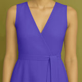 Purple Cotton Poplin Fit and Flare Sleeveless Midi Dress