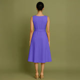 Purple Cotton Poplin Fit and Flare Sleeveless Midi Dress