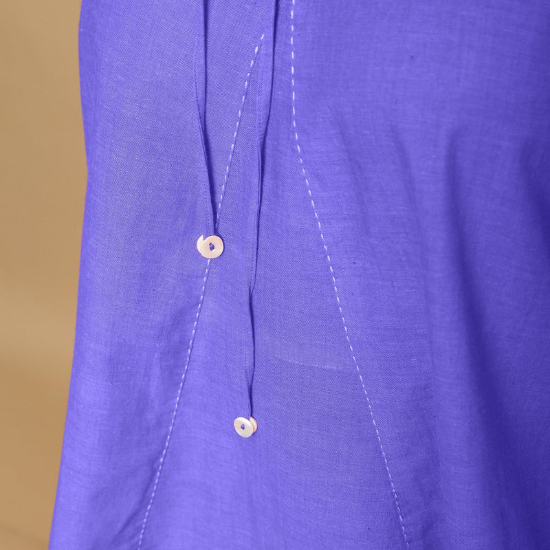 Purple Cotton Poplin Halter Neck Flared Top