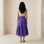 Purple Cotton Poplin Ruffle Midi Wrap Skirt