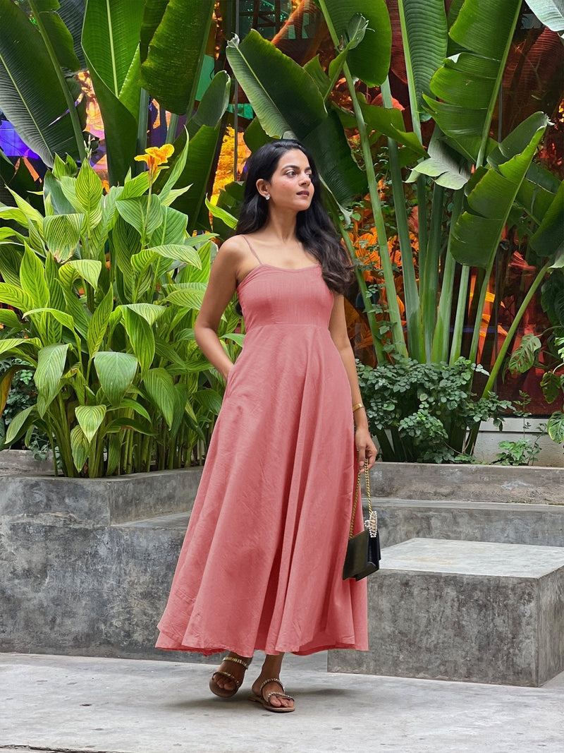 Red 100% Cotton Flared Sundress