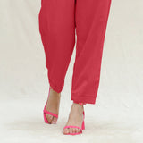 Red Handspun Cotton High-Rise Elasticated Paperbag Pant