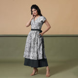 Reversible Black Tie-Dye Cotton V-Neck Maxi Wrap Dress