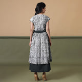 Reversible Black Tie-Dye Cotton V-Neck Maxi Wrap Dress
