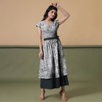 Reversible Black Tie-Dye Cotton V-Neck Maxi Wrap Dress