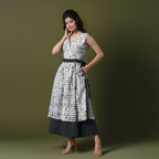 Reversible Black Tie-Dye Cotton V-Neck Sleeveless Maxi Wrap Dress