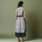 Reversible Black Tie-Dye Cotton V-Neck Sleeveless Maxi Wrap Dress