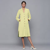 Front View of a Model wearing Reversible Warm Cotton Corduroy Convertible Jacket Dress