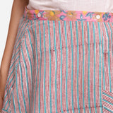 Front Detail of a Model wearing Reversible Flared Tie Up Mini Skirt