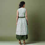Reversible Forest Green Tie-Dye Cotton V-Neck Sleeveless Maxi Wrap Dress