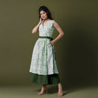 Reversible Forest Green Tie-Dye Cotton V-Neck Sleeveless Maxi Wrap Dress