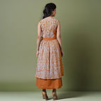Reversible Rust Orange Tie-Dye Cotton V-Neck Sleeveless Maxi Wrap Dress