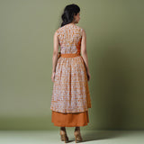 Reversible Rust Orange Tie-Dye Cotton V-Neck Sleeveless Maxi Wrap Dress