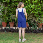 Royal Blue Cotton Poplin Dungaree Playsuit