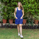 Royal Blue Cotton Poplin Dungaree Playsuit