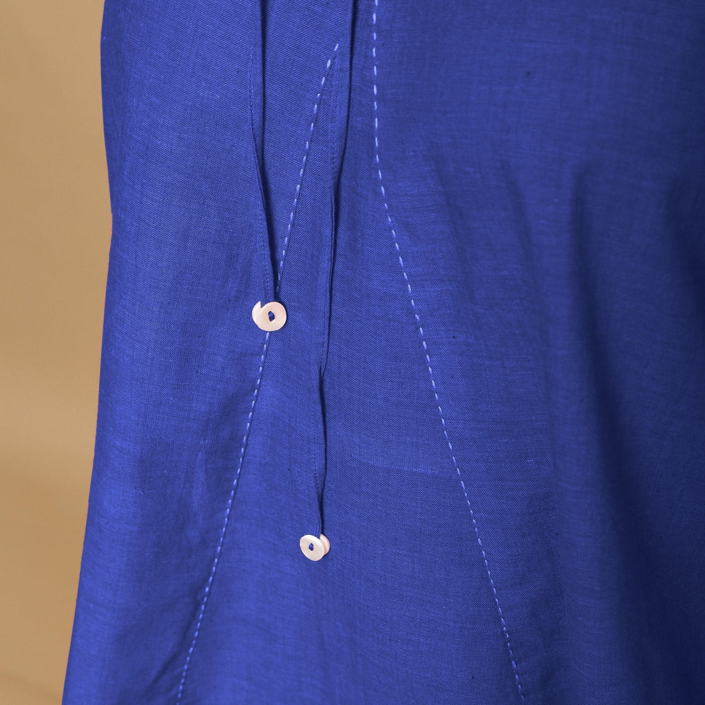 Royal Blue Cotton Poplin Halter Neck Flared Top